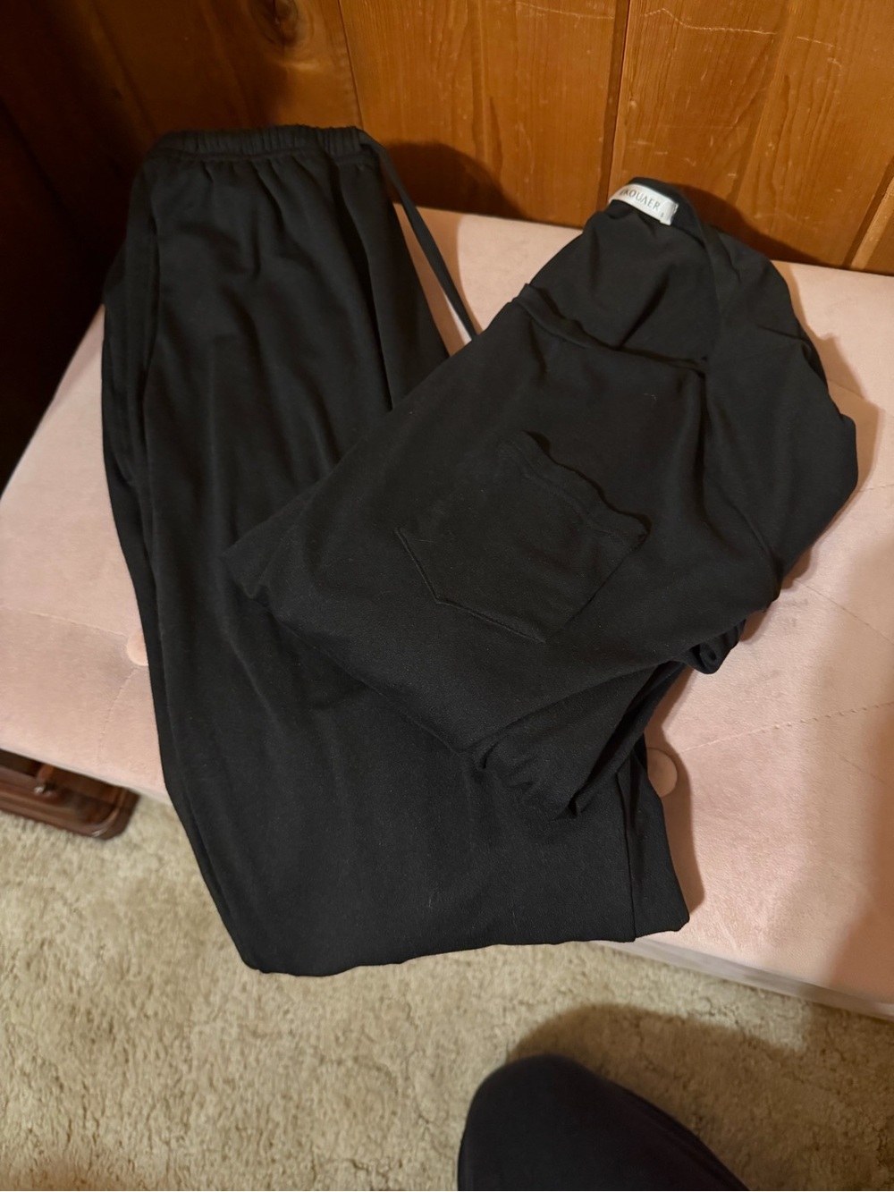 Black Womens jogger   Drawstring Lounge Pants - Ekouaer Brand